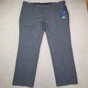 Saddlebred Motion Stretch Suit Pants Men 46x30 Gray Big & Tall Comfort Waist NEW